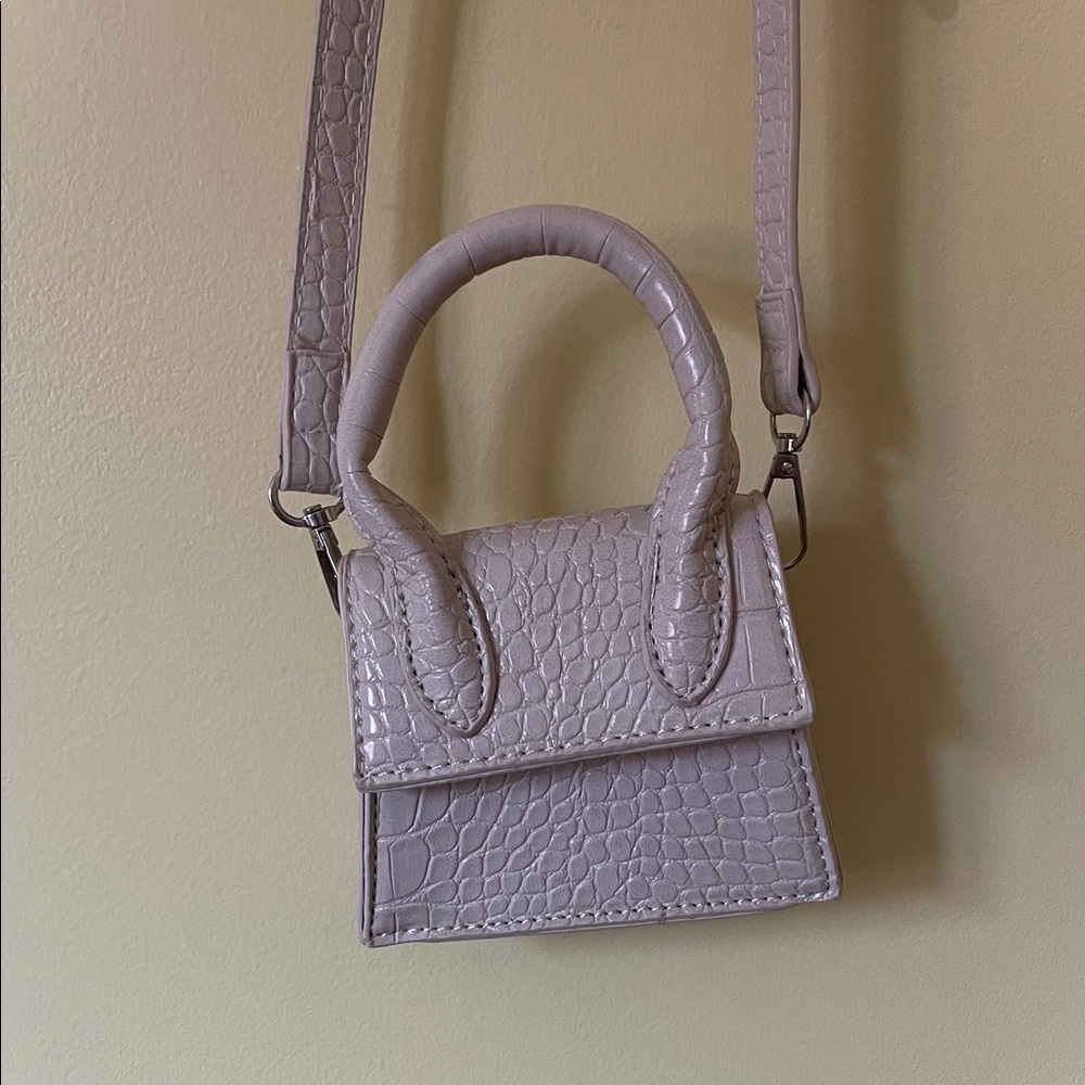 Stylish Croc-Embossed Mini Bag in Cream